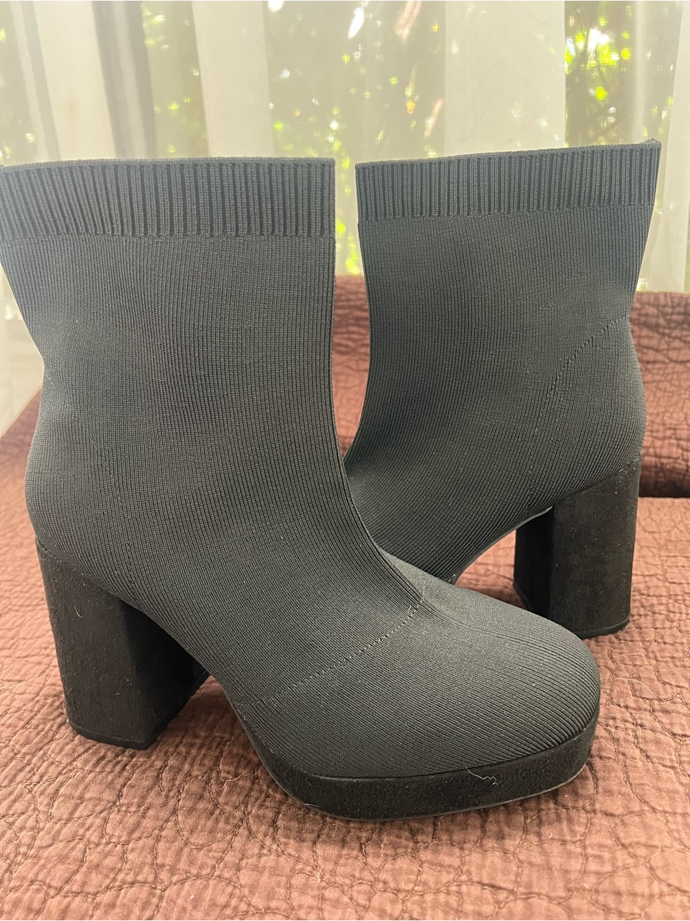 Torrid Black Stretch-Knit Platform Ankle Boots - Women (wider width)